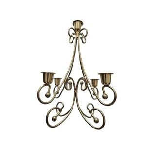 Vintage Home Interiors MCM Brass Plated Candle Holder Candelabra Centerpiece